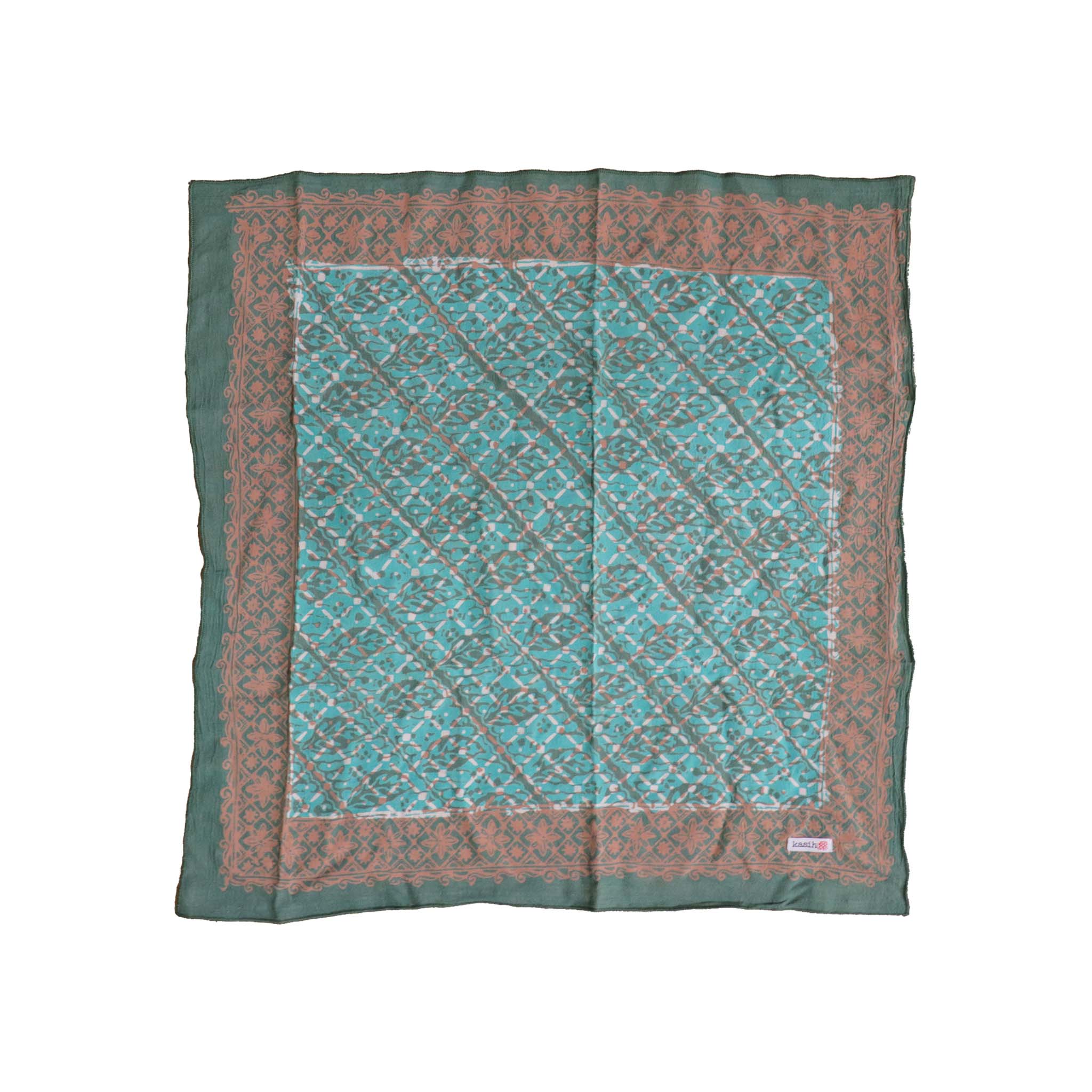 Kasih Coop Batik Bandana Leaf Grid Green1