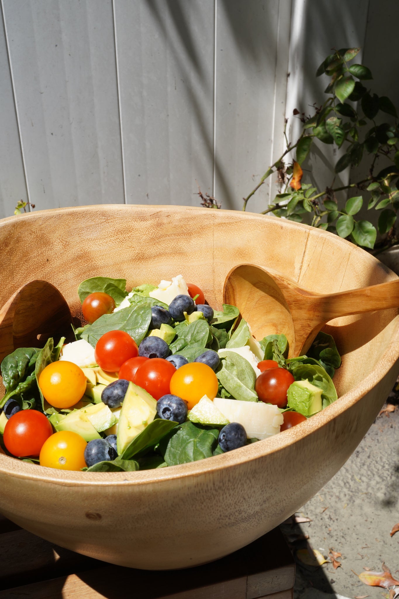 Large Suar Wood Salad Bowl & Servers Teak Set