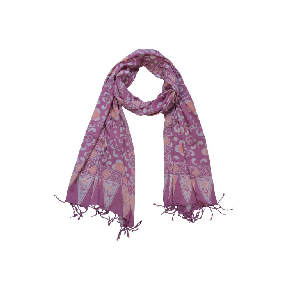 Hand Dyed Batik Scarf - Cotton - Purple Violet Plumeria, Lightweight ...