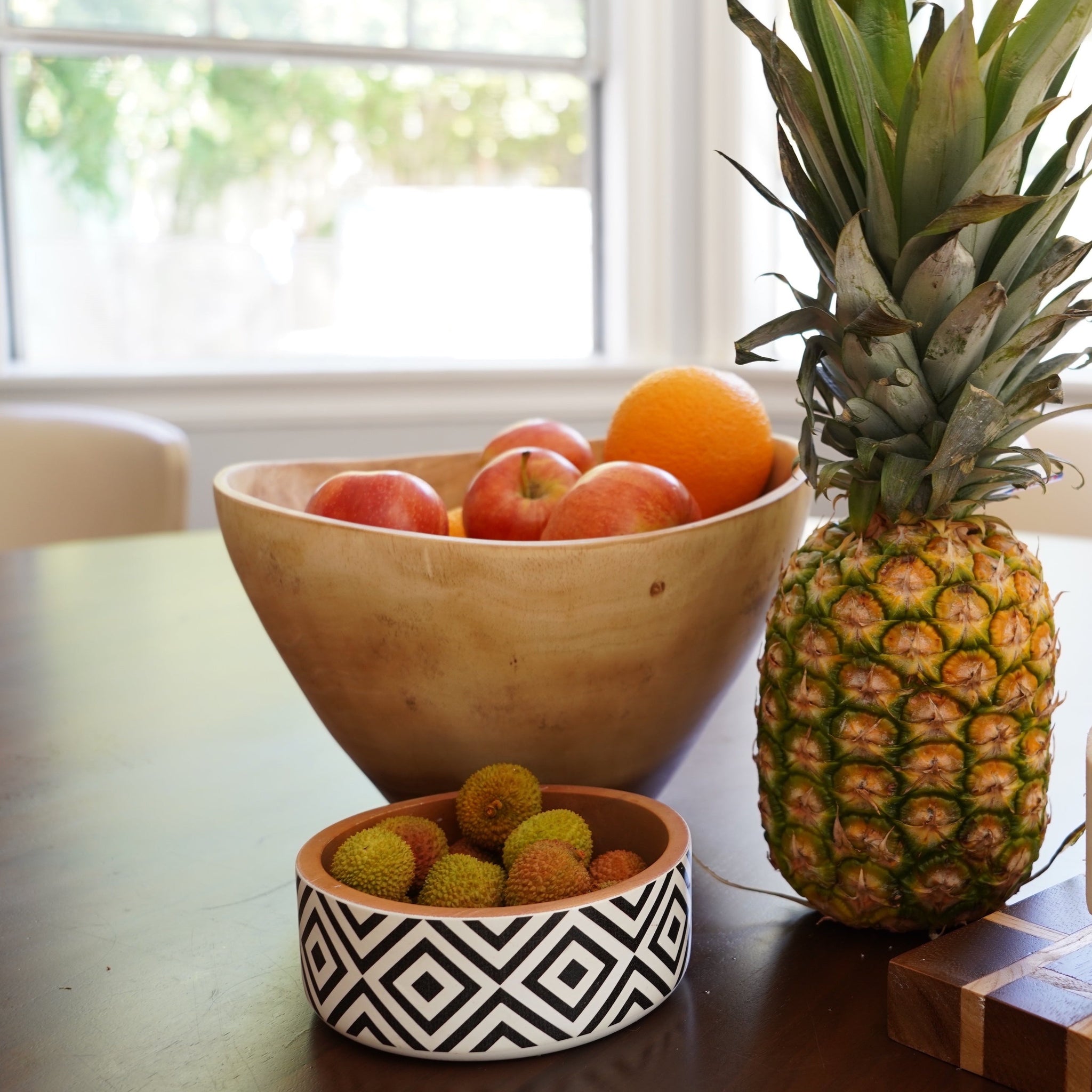 Large Suar Wood Salad Bowl & Servers Teak Set